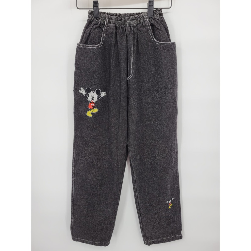 Vintage Disney Black Jeans Straight Leg Mickey Mouse Dark Wash High Rise